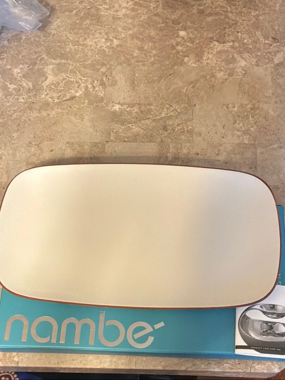 Nambe Cream Ceramic Taos Rectangular Serving Platter